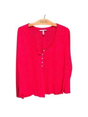 Victoria’s Secret Pink Henley S Long Sleeve Thermal Knit Button Front Tee